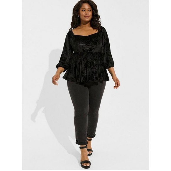 Black Tops - Torrid Velvet Corset Black Blouse